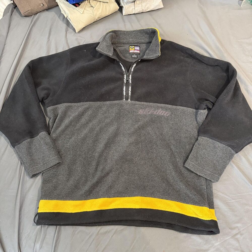 Ski-Doo Sno‎ Gear Black Gray Fleece Quarter Zip Pullover Large Sweatshirt